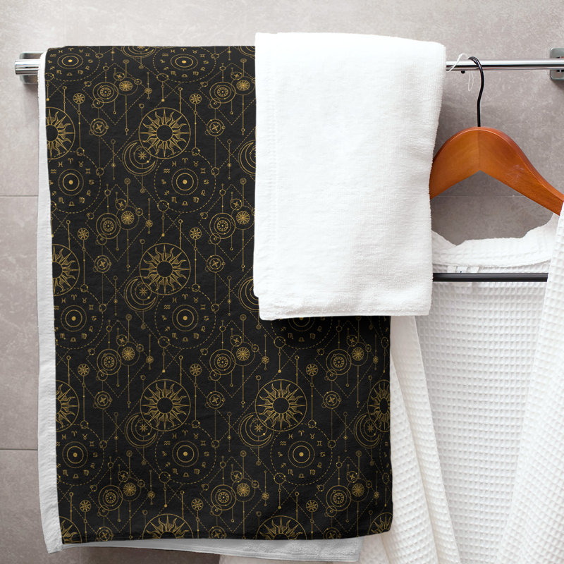 Katelyn Elizabeth Cotton Blend Bath Towel, Black/Gold