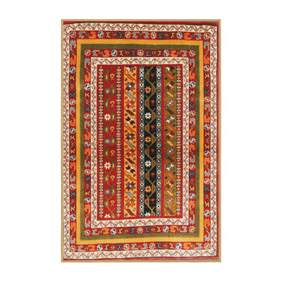 Tapis contemporain orange / vert / jaune