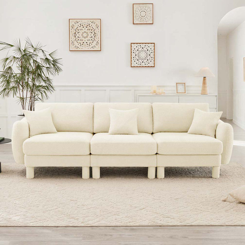 Canapé 3 places en tissu Boucle incluant 3 coussins, H 35 po x l 109,4 po x P 35,8 po, Gris foncé