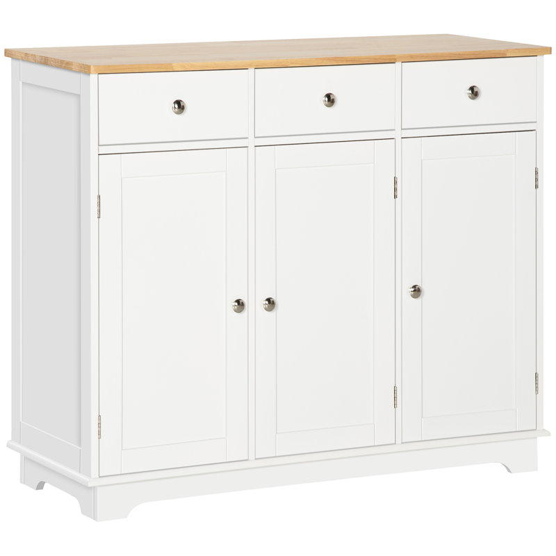 Wynnwood  39.75'' Wide 3 Drawer Sideboard, White/Silver