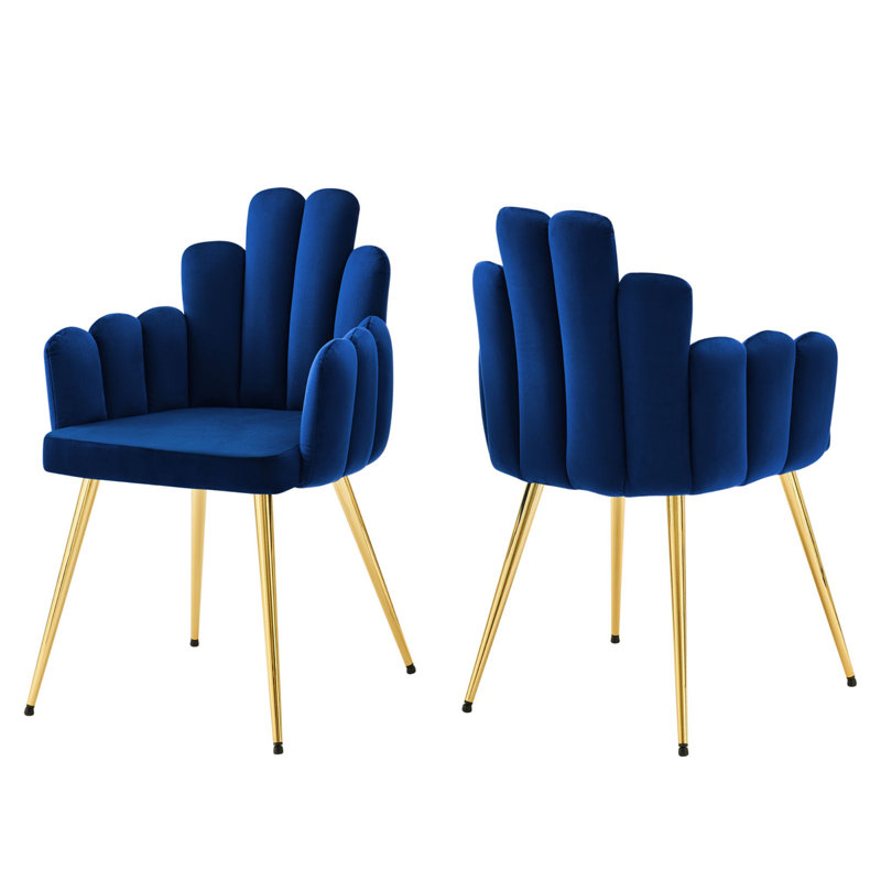 Ensemble de 2 chaises de salle à manger en velours Modway Viceroy Performance, Bleu marine
