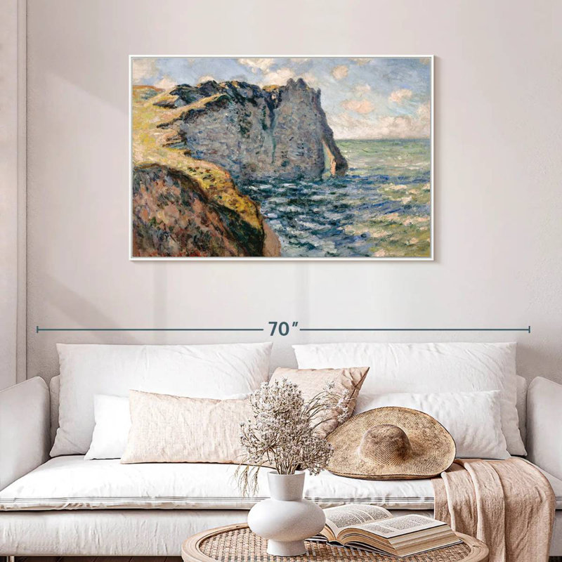 The Cliff Of Aval Etretat, Floating Frame White, 43" X 29"