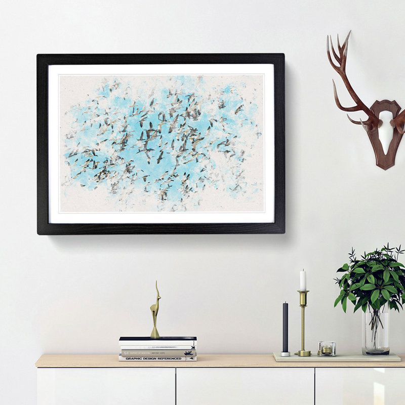 Snow Geese in Flight - Picture Frame Graphic Art Print, 45cm H x 63cm W x 2cm D, Black Framed