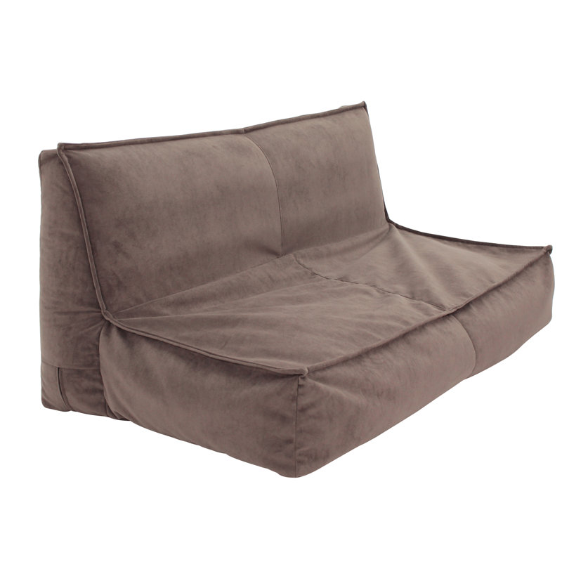 Microfiber / Microsuede Bean Bag Sofa, Mocha Microfiber/Microsuede