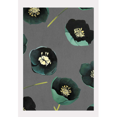 «Green Winter Rose on Charcoal» par Jessica Hollander - impression sans cadre