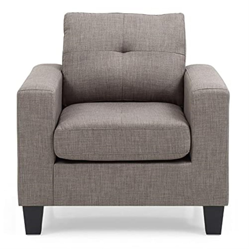 Vegas W Polyester Armchair, Modern Club Chair, Gray Cotton Twill