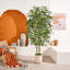 Ficus artificiel de 7 pi avec pot à fleurs blanc crème, faux banian Real-Touch multi-troncs-1541086536