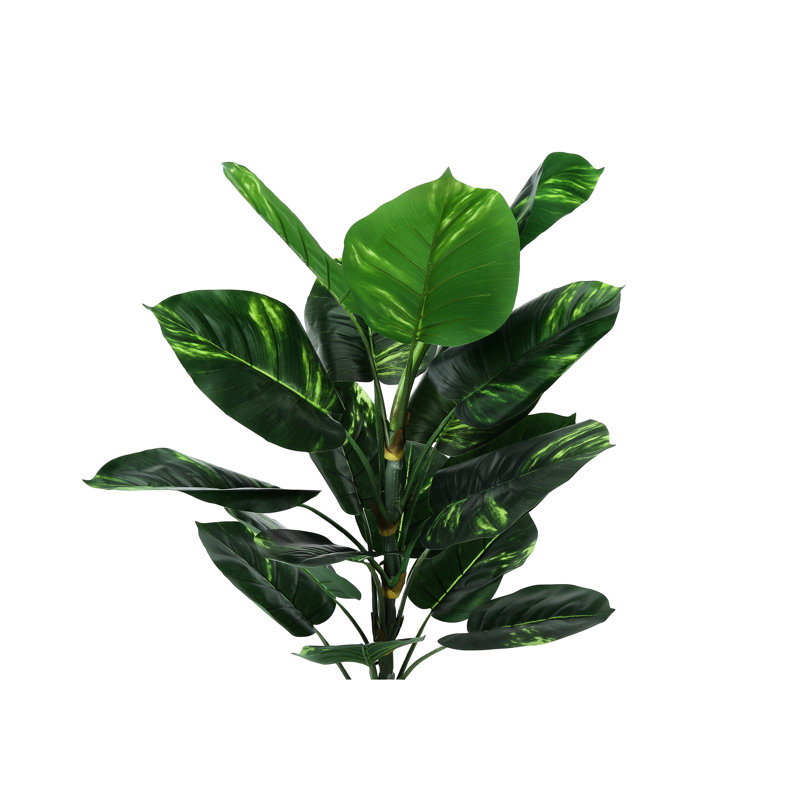 54 po Faux verdure d'intérieur - Feuilles en pot noir pour décoration de plancher Plante artificielle 6 po Real Touch