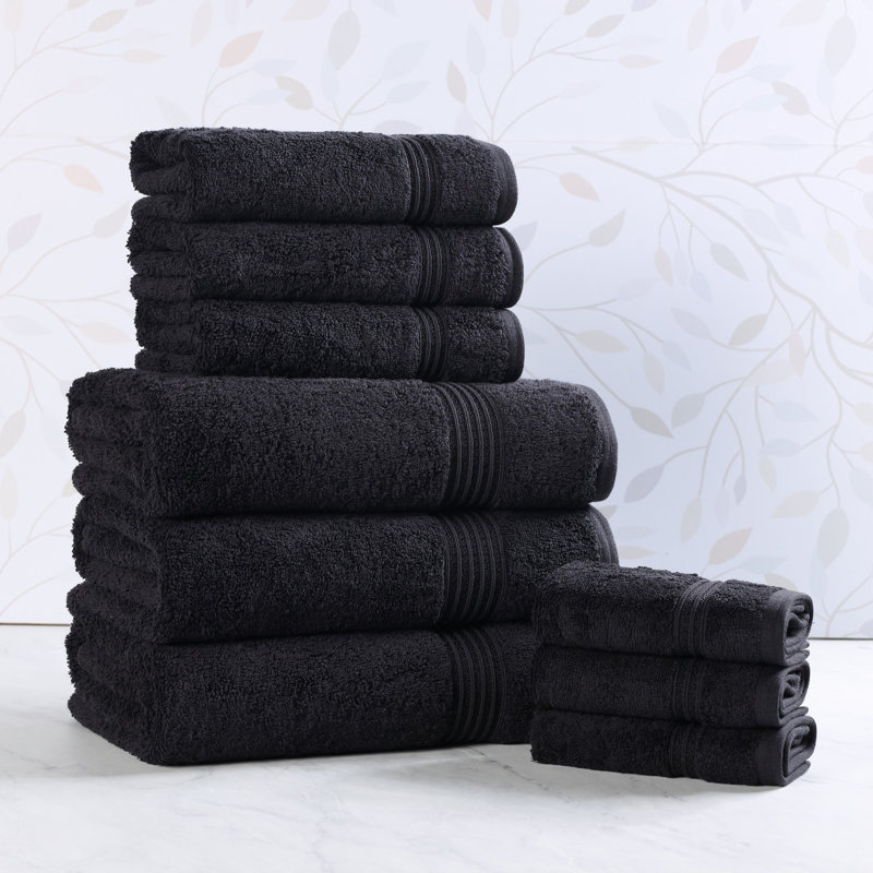 Ensemble de serviettes de bain 9 pièces Glennet Heritage, Noir