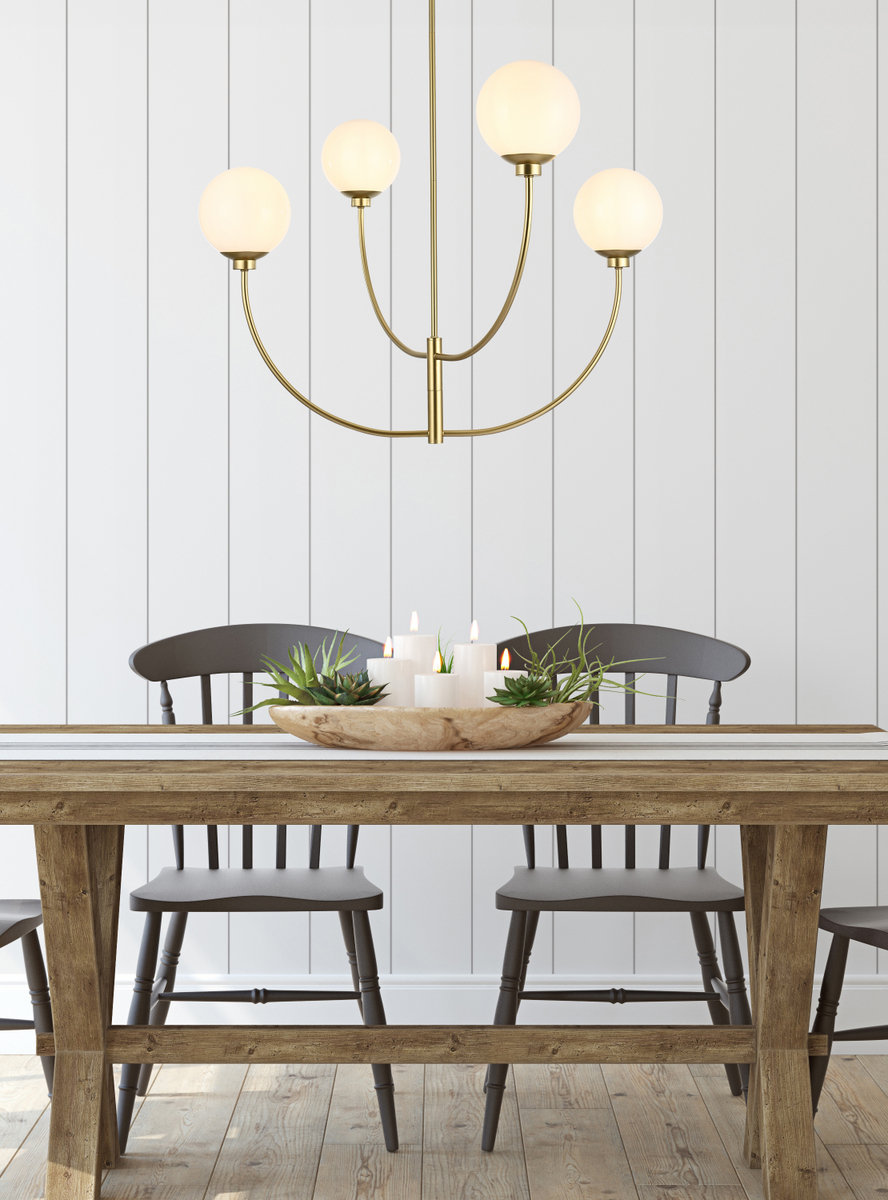 Kyle 4-Light Chandelier, Brass, 27" H x 36" W x 36" D