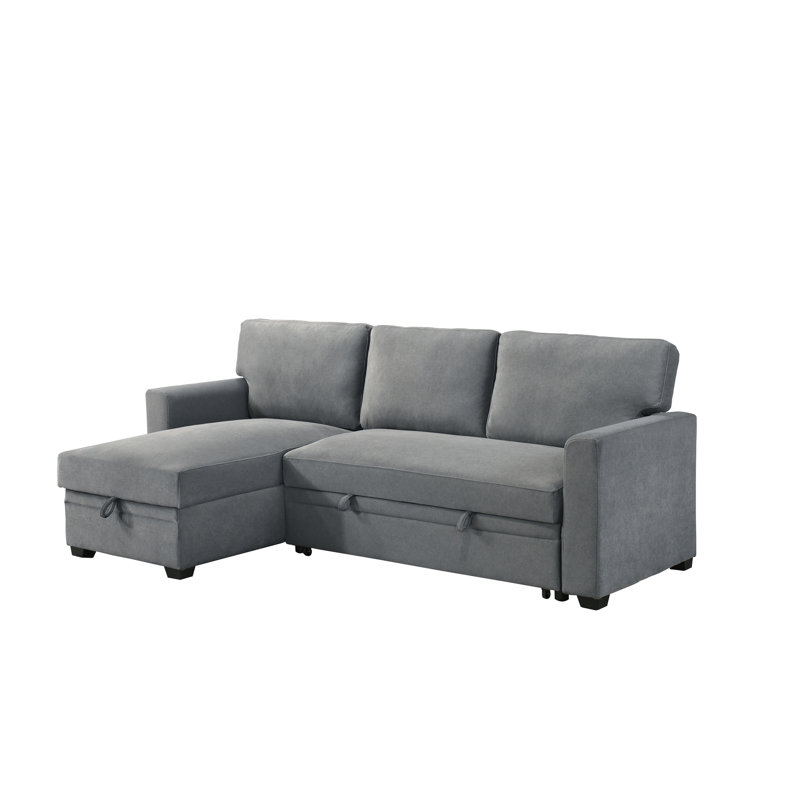 Canapé modulaire 2 pièces avec canapé-lit et chaise de rangement réversible, gris, Grey Fabric