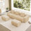 Canapé modulaire en U à 3 places avec passepoil à bordure française, sans assemblage requis, canapé 3 places avec coussins décoratifs et 2 repose-pieds mobiles, tissu de velours