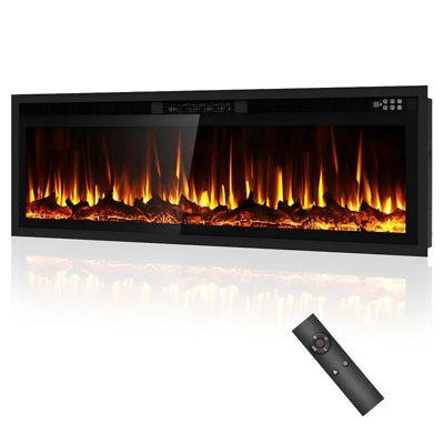 Ultra-Thin Recessed and Wall Mounted Electric Fireplace - HD 3D Flame with Remote