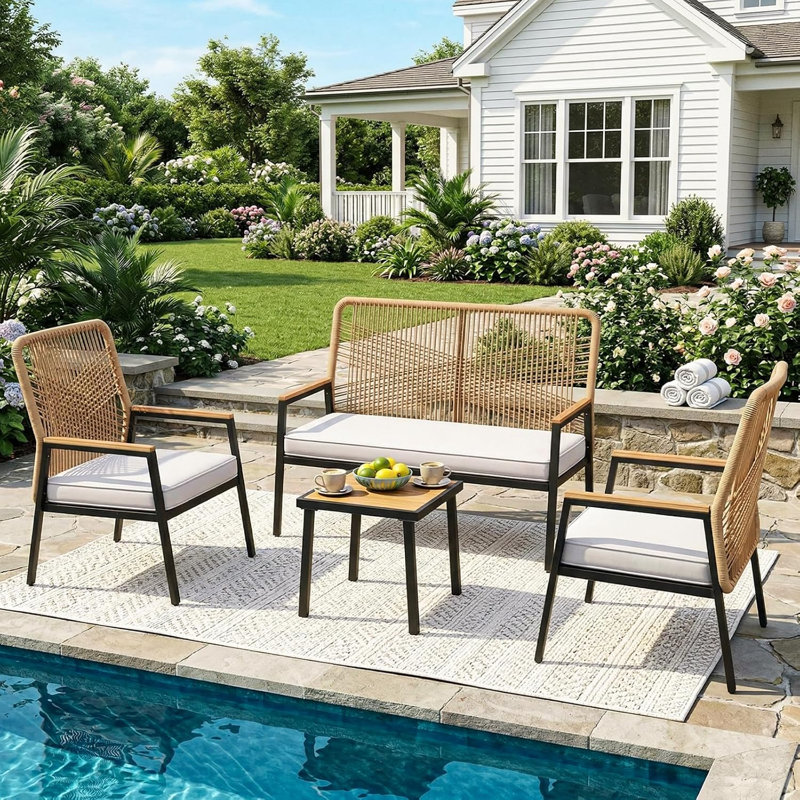Outdoor Lounge Chair, Beige, Natural