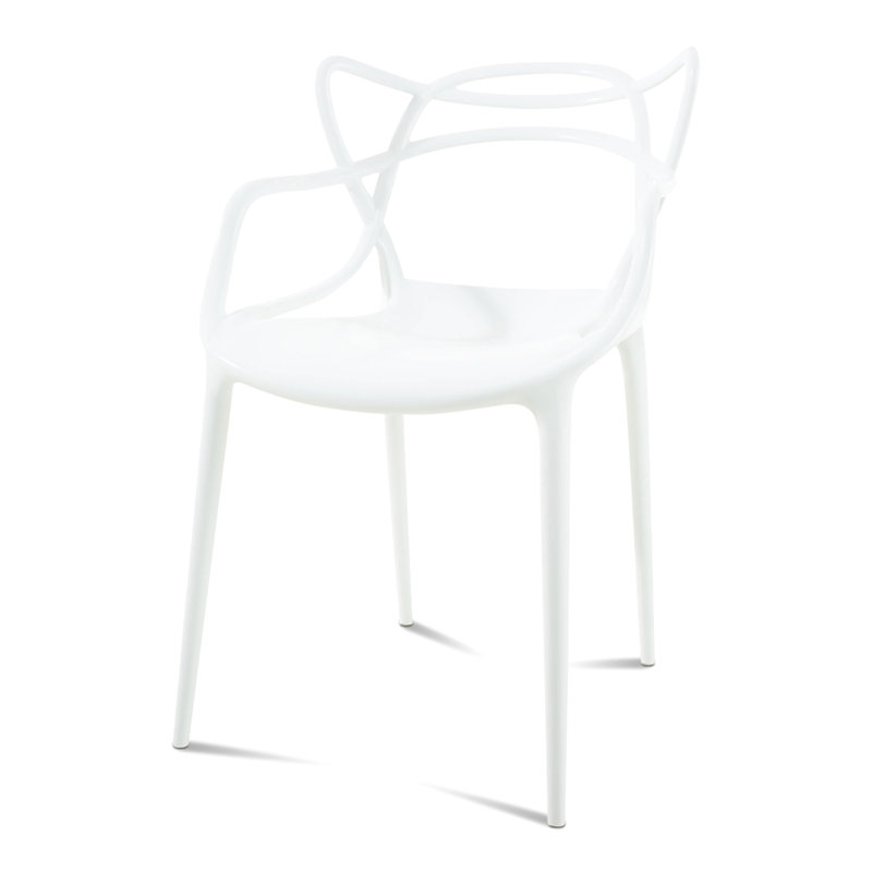 Polypropylène blanc de deux chaises principales pour l'intérieur et l'extérieur, offrant une assise confortable dans les espaces de repas de bureau