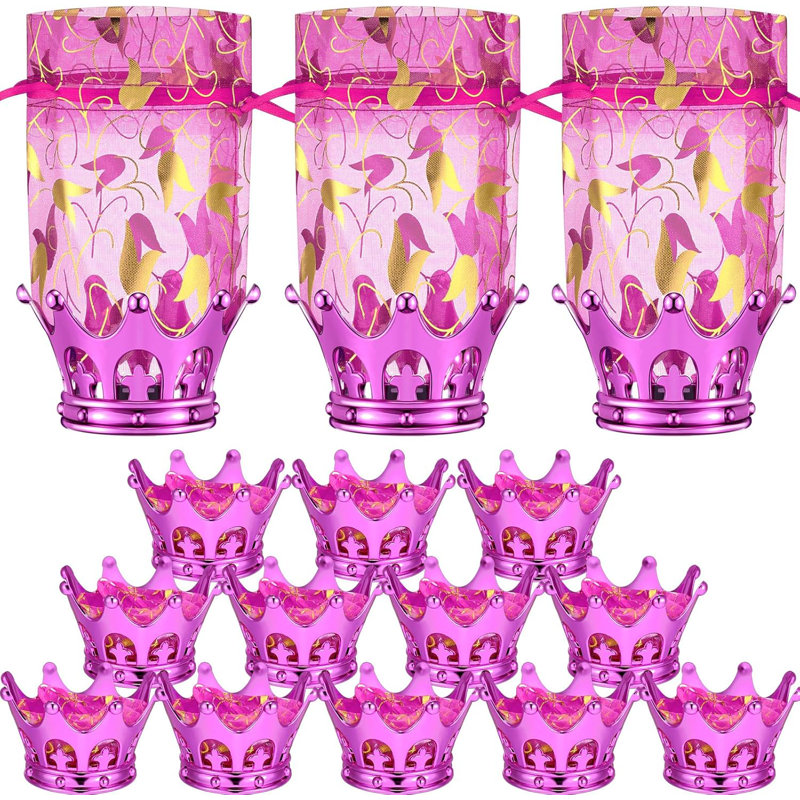 15 gobelets à couronne remplissables roses avec sachets 15 pièces