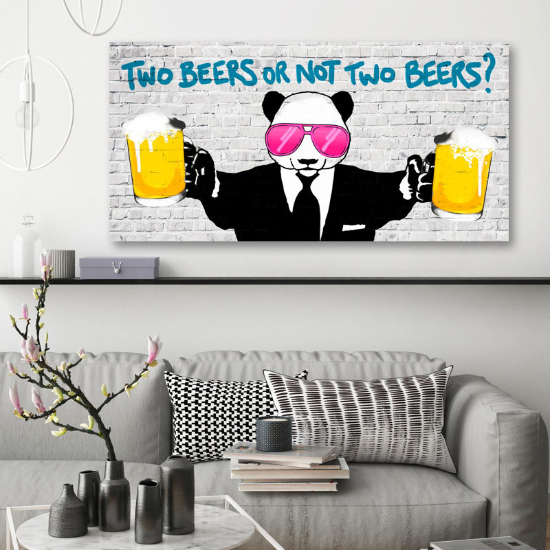 Two Beers Or Not Two Beers by Masterfunk Collective - Wrapped Canvas Painting, 60cm H x 120cm W x 4cm D