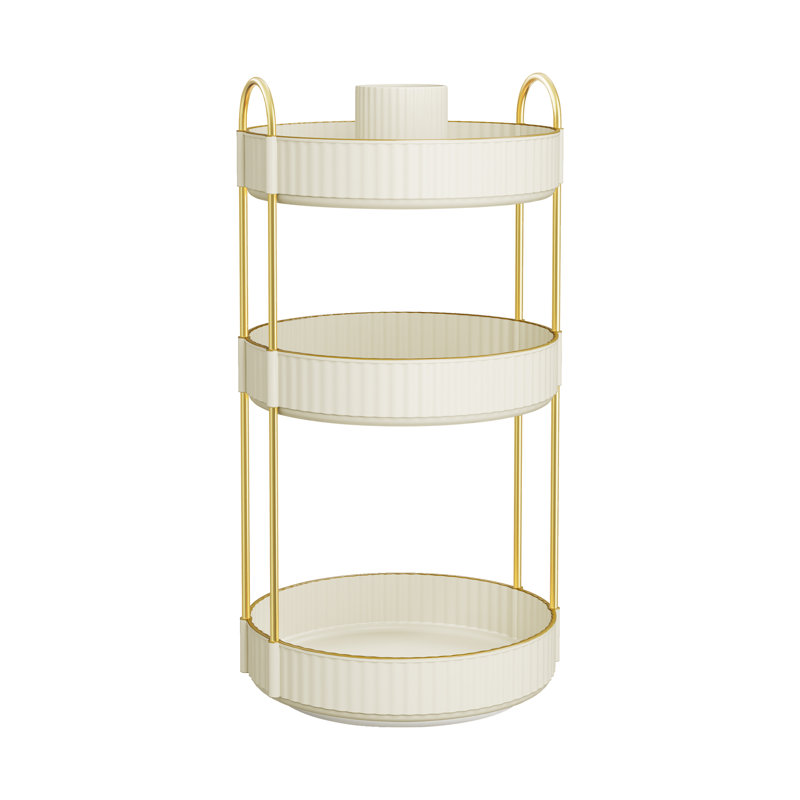 Rotating Makeup Organiser, 3 Tier Round Vanity Organiser, Natural