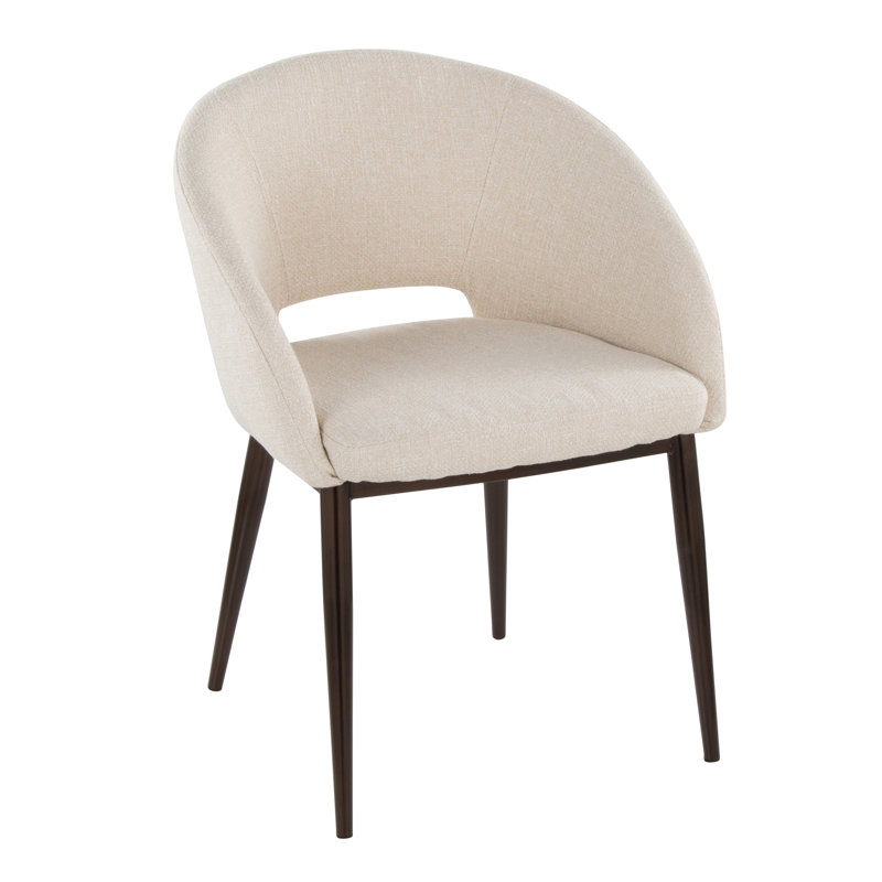 Evanoff 18.5'' H Upholstered Metal Side Chair, Cream Noise, Copper
