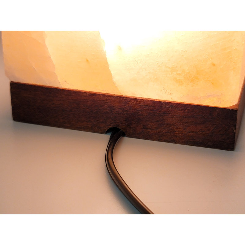 Lampe cubique en cristal de sel / roche de l'Himalaya naturel avec gradateur et ampoule supplémentaire