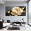 Pivoine fleur dorée sur fond foncé, ensemble de 3 impressions sur toile-762811568