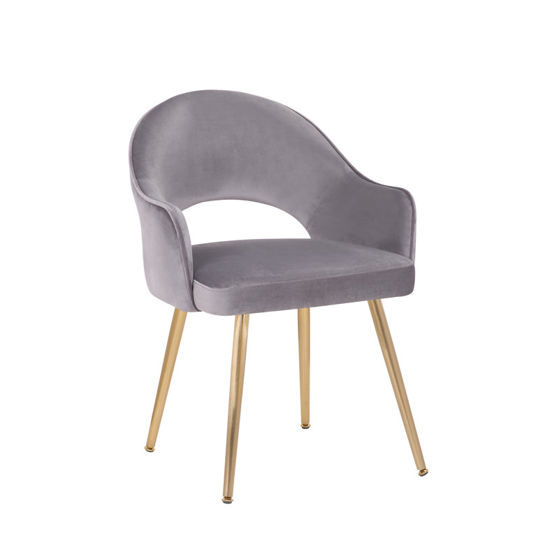 45.49cm H Velvet Upholstered Armchair, Grey