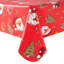 Nappe de Noël rectangulaire en vinyle avec envers en flanelle, imperméable, 132 x 229 cm, motif Père Noël, sapins et cloches, rouge.