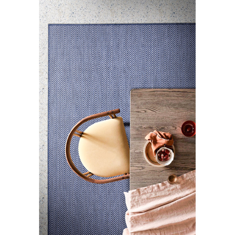 Tapis en jute / sisal en polypropylène bleu marine Marquas, Rectangle 5 pi 3 po x 7 pi 7 po