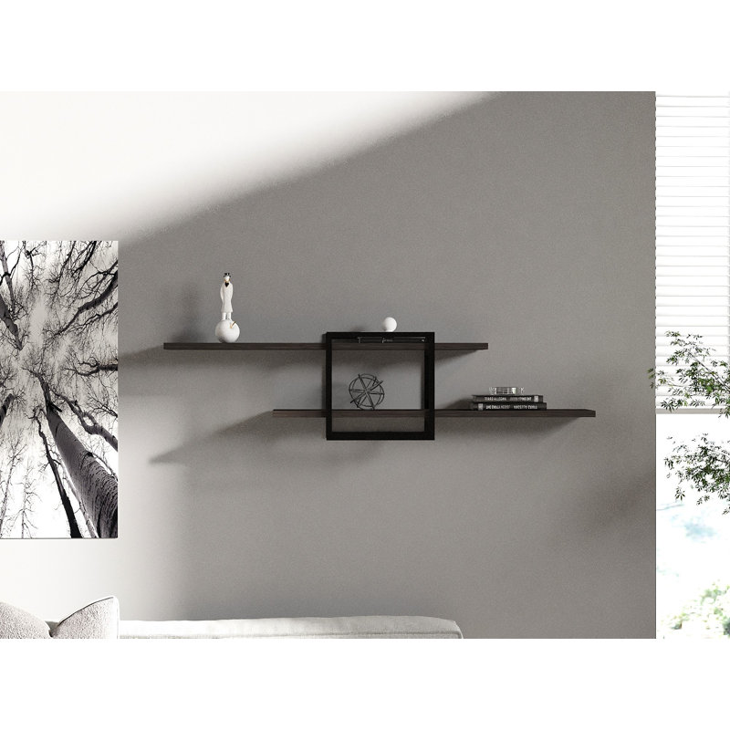 Tablette murale moderne, anthracite et noire, 47,2 po x 11,8 po x 7,1 po | 100% panneau de particules enduit de mélamine, épaisseur: 0,7 pouce | Design industriel, mural, parfait pour la décoration de la maison ou du bureau, élégant et fonctionnel