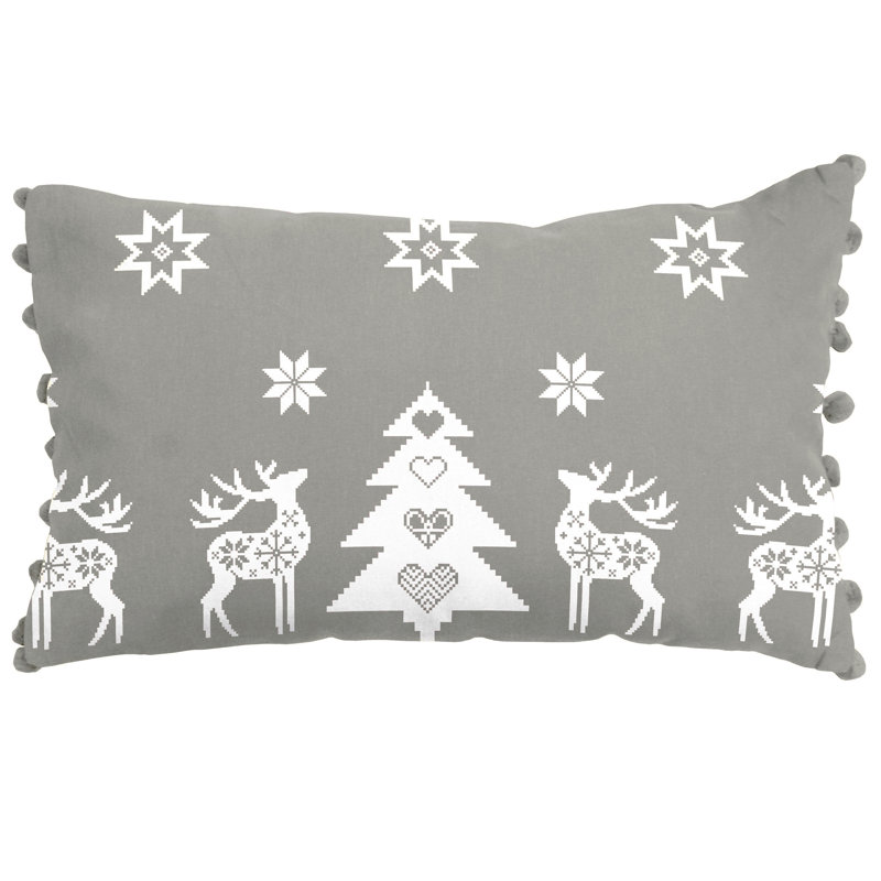 Fern Geometric Rectangular Cushion, Silver/Grey