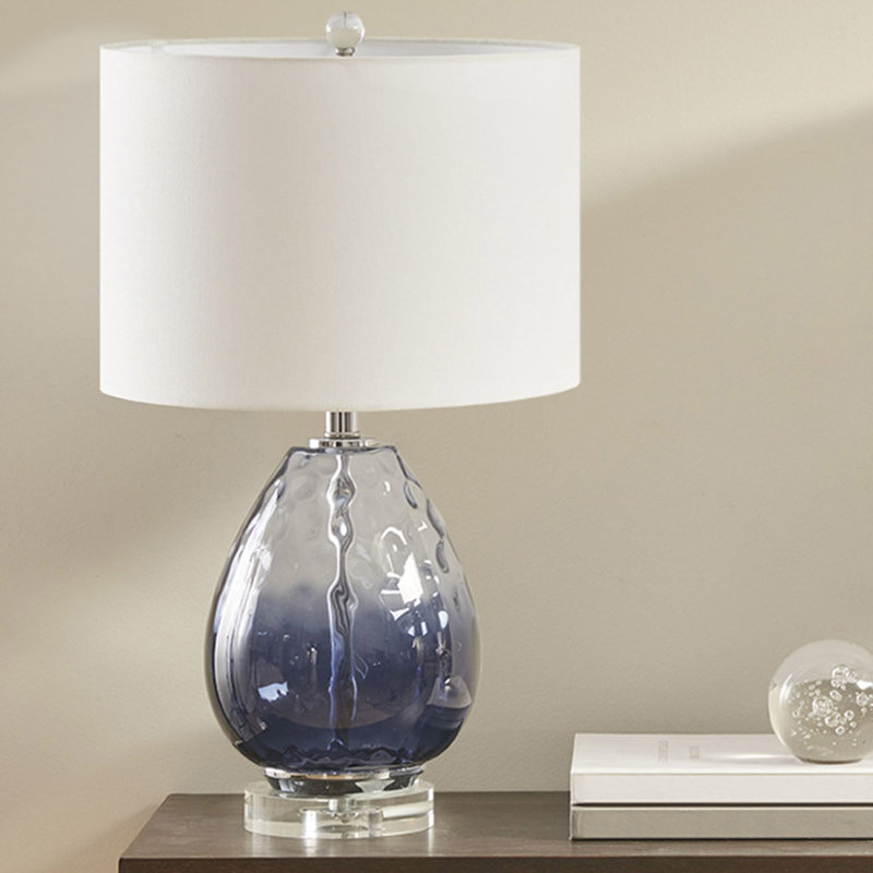 Lampe de table en verre Ombre, Bleu très foncé