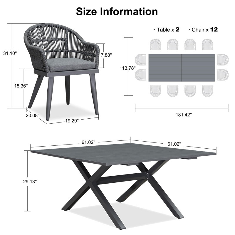 Corrigan Studio® 12 - Person Rectangular Outdoor Dining Set With Cushions