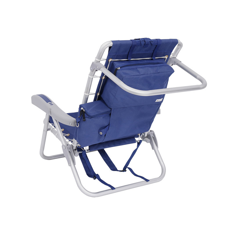 Ultimate Heavy Duty Aluminum Folding Backpack Beach Chair for Adults | Lay Flat, 5 Reclining Positions | Removable Insulated Cooler Pouch | 300 lbs Weight Capacity