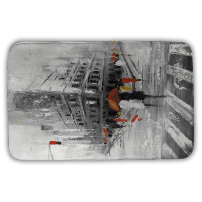 Greyish flatiron building Bath Mat with Non-Slip Backing - Quick Dry Memory Foam Bathroom Rug - Absorbent - Modern Plush Spa-Style - Machine Washable