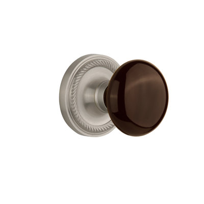 Rope Rosette with Brown Porcelain Door Knob