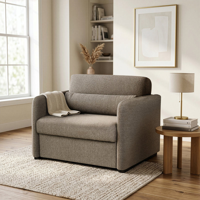 Serta Durango 46" Upholstered Twin Size Convertible Sleeper Chair, Brown