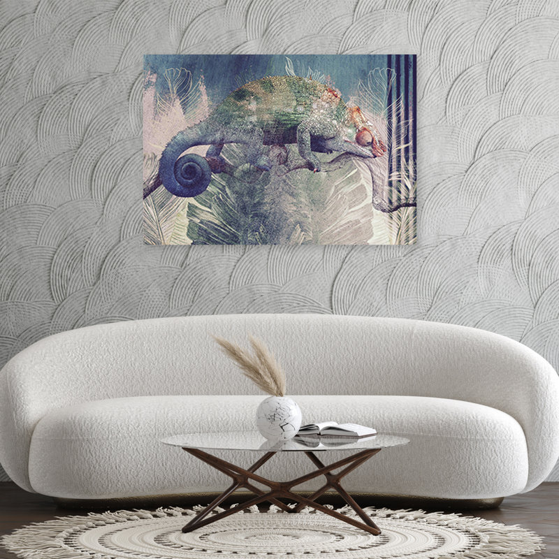 Chameleon On A Branch - No Frame Print on Canvas, 70cm H x 100cm W