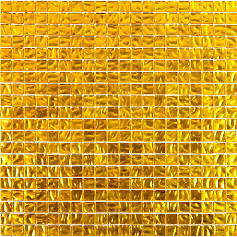 Altin 0.6" x 0.6" Glass Grid Mosaic Wall & Floor Tile, Gold