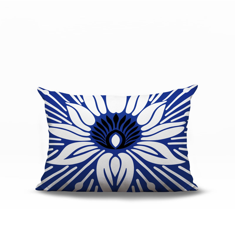 Oreiller rectangulaire réversible intérieur / extérieur Carla, Marine, Rectangle H 14 po x l 20 po