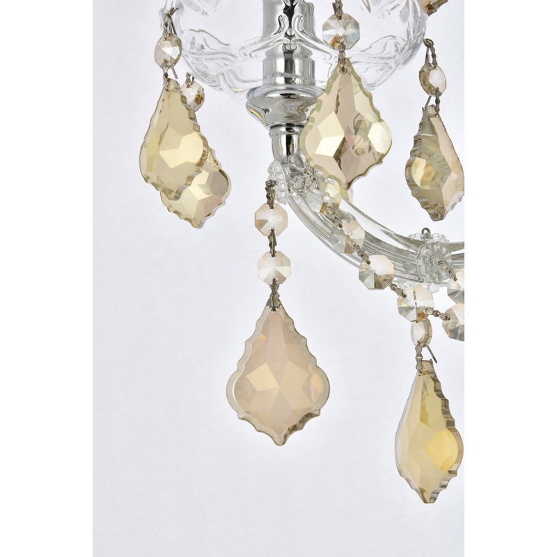 Cristal taillé royal clair Maria Theresa Mordechay, H 19 po x l 12 po x P 12 po, Chrome / teck doré, 3