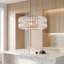 Lustre tambour en cristal doré à 6 lumières de 45,7 cm (18 po), suspension semi-encastrée réglable-307329552