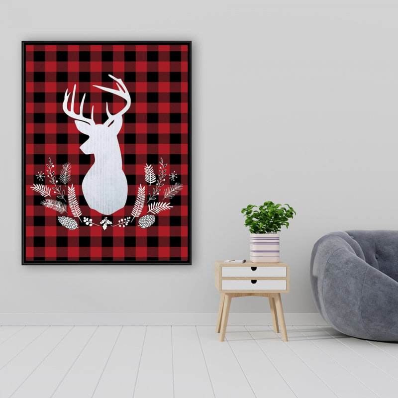 Deer Plaid Print On Canvas