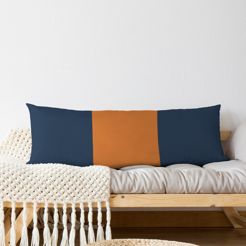 Abel Polyester Medium Pillow, Blue/Orange/Blue