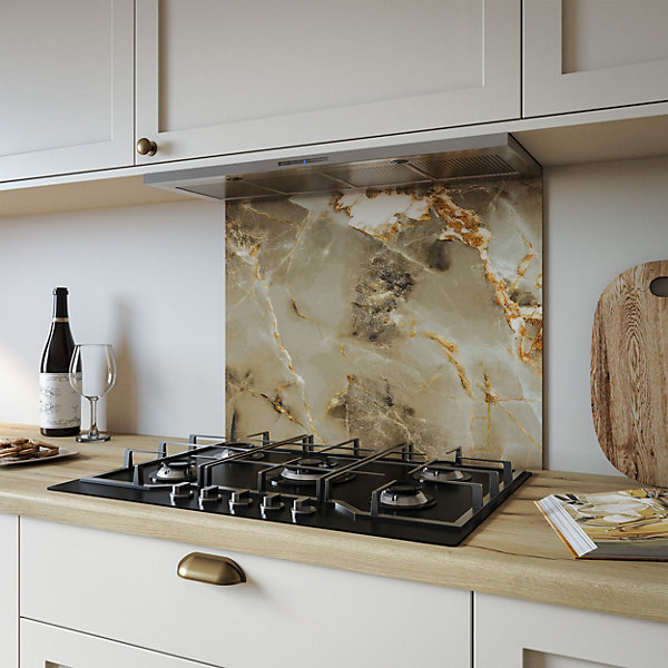 Aurora Gold Aluminium Kitchen Splashback, 80 cm x 60 cm