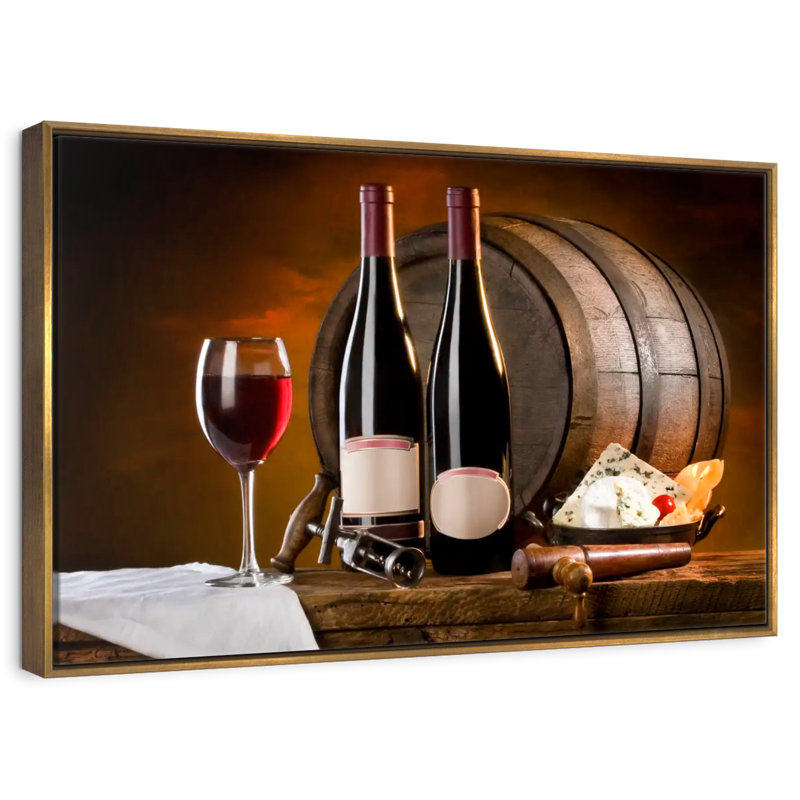 Vin rétro raffiné, 19 po x 13 po, Cadre flottant doré