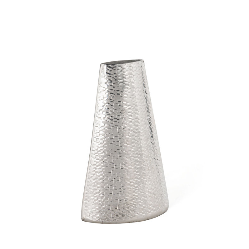 Vase de table en métal Kirbo, Argent, H 10 po x l 6,5 po x P 4 po