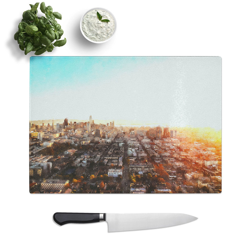 Tempered Glass San Francisco California Skyline Chopping Board, 20 cm x 28.5 cm