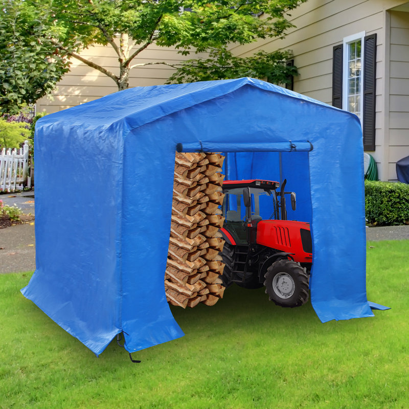 Abri de rangement extérieur 8 pi. X 8,00 pi, abri en polyéthylène avec porte enroulable pour équipement de jardin