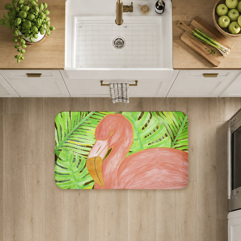 Tapis de sol tropical imprimé à motif de faune Tropical Flamingo, Tropical Flamingo Fauna