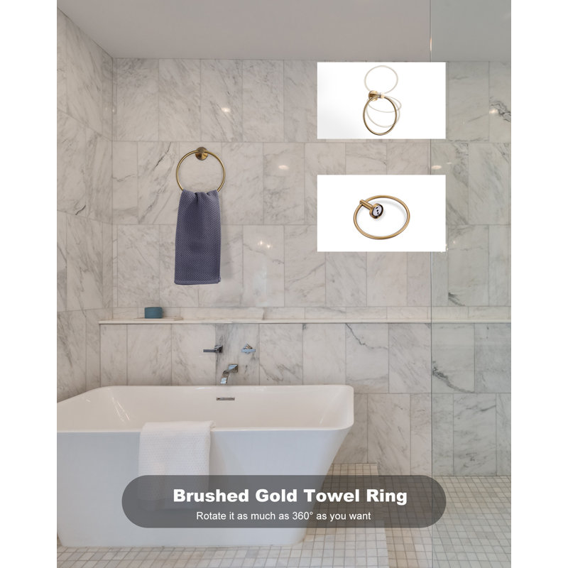 3-Piece Bath Hardware Set With Mounting Hardware With Towel Ring, Towel Hook And Toilet Paper Holder In, Gold